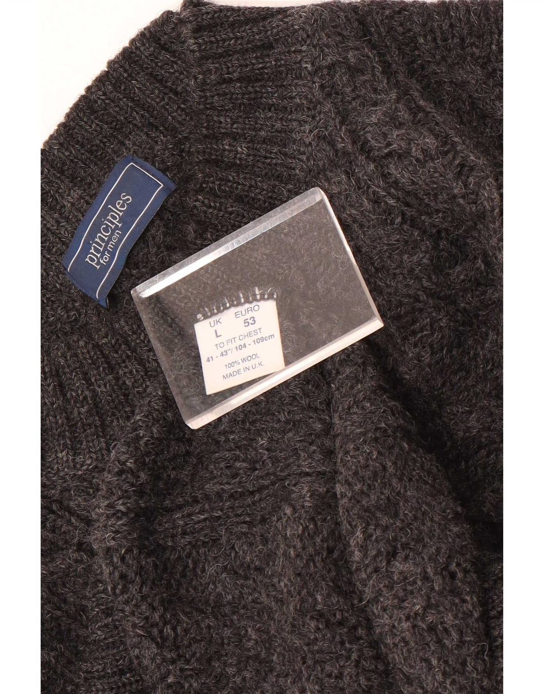 Principles Maglione da uomo con collo alto e maglione grande in lana grigia