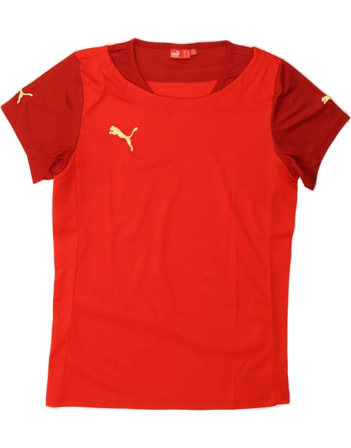 PUMA Womens T-Shirt Top UK 16 Large  Red Colourblock Polyester Vintage Puma and Second-Hand Puma from Messina Hembry 