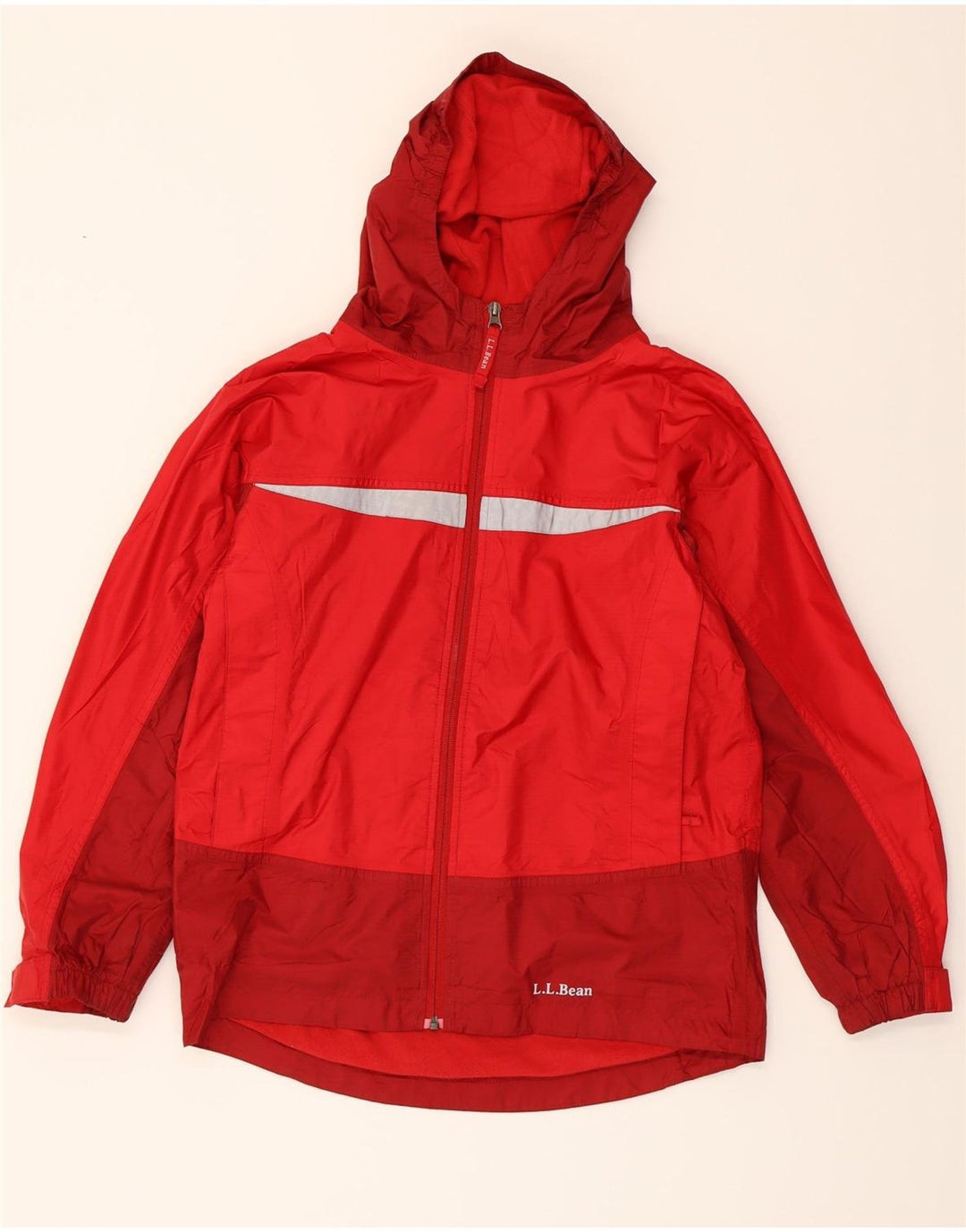 L.L.BEAN Boys Hooded Windbreaker Jacket 14-15 Years Large  Red Colourblock Vintage L.L.Bean and Second-Hand L.L.Bean from Messina Hembry 