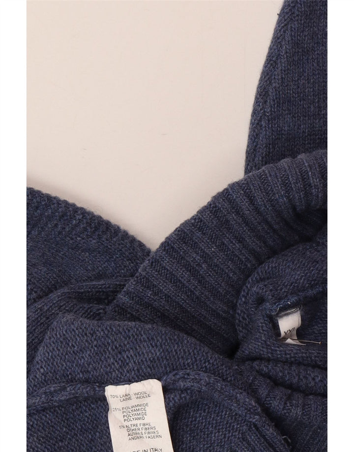 SIR RAPHAEL Maglione maglione da donna con collo alto UK 20 2XL Lana blu navy