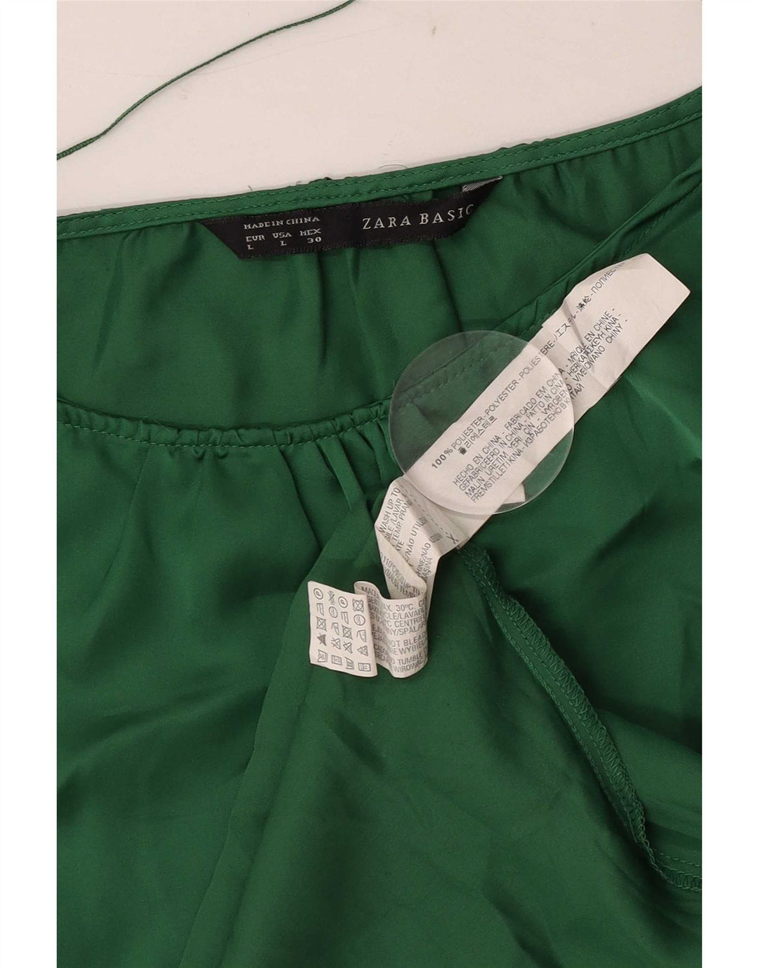 Camicetta da donna Zara Top UK 14 grande poliestere verde