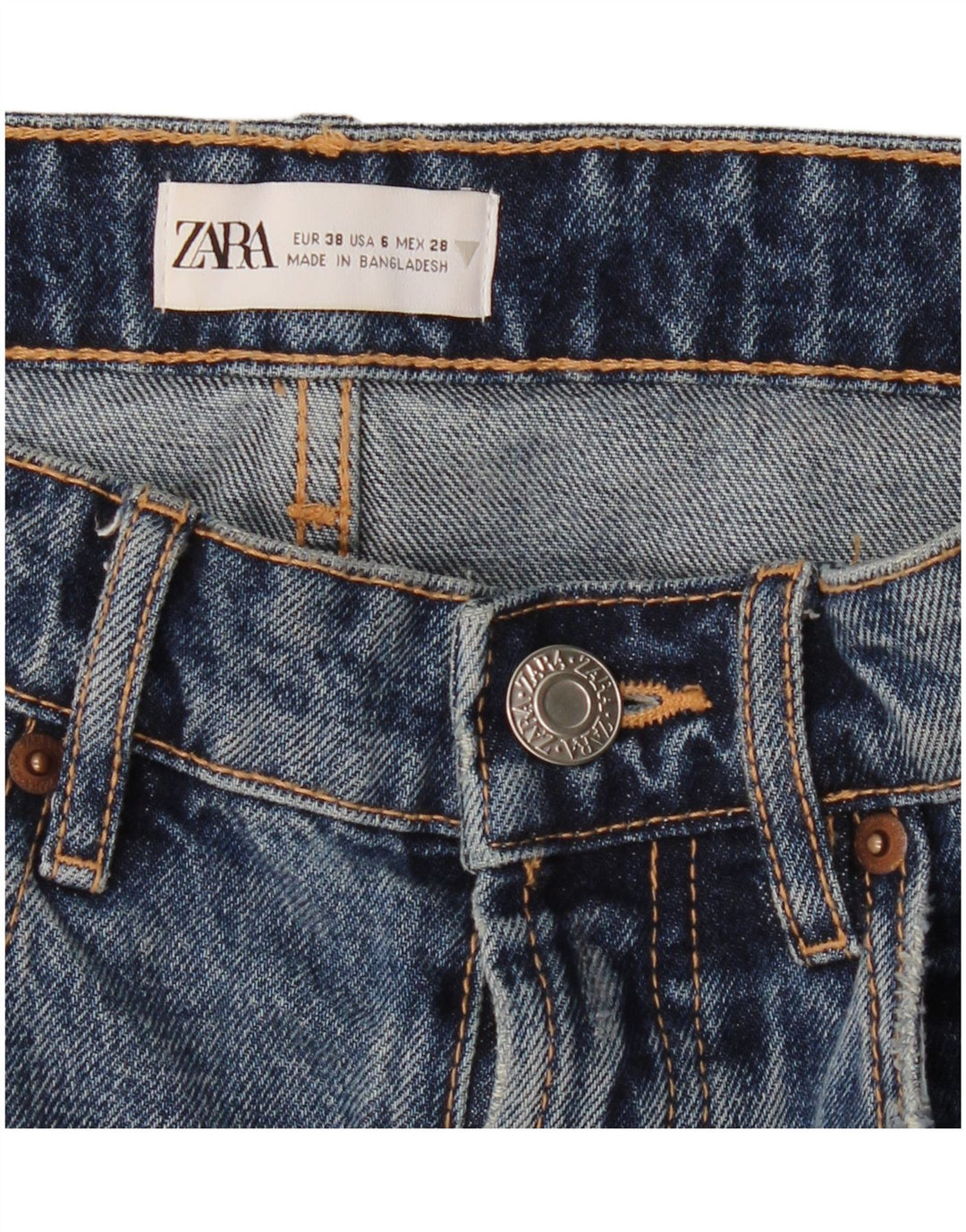 Pantaloncini di jeans invecchiati Zara da donna EU 38 piccoli W28 blu
