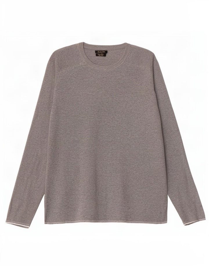 Maglione maglione girocollo da uomo Massimo Dutti in cotone grigio medio