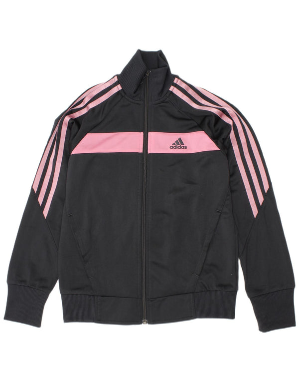 Giacca da ginnastica Adidas per ragazze con grafica 9-10 anni, colore grigio color block