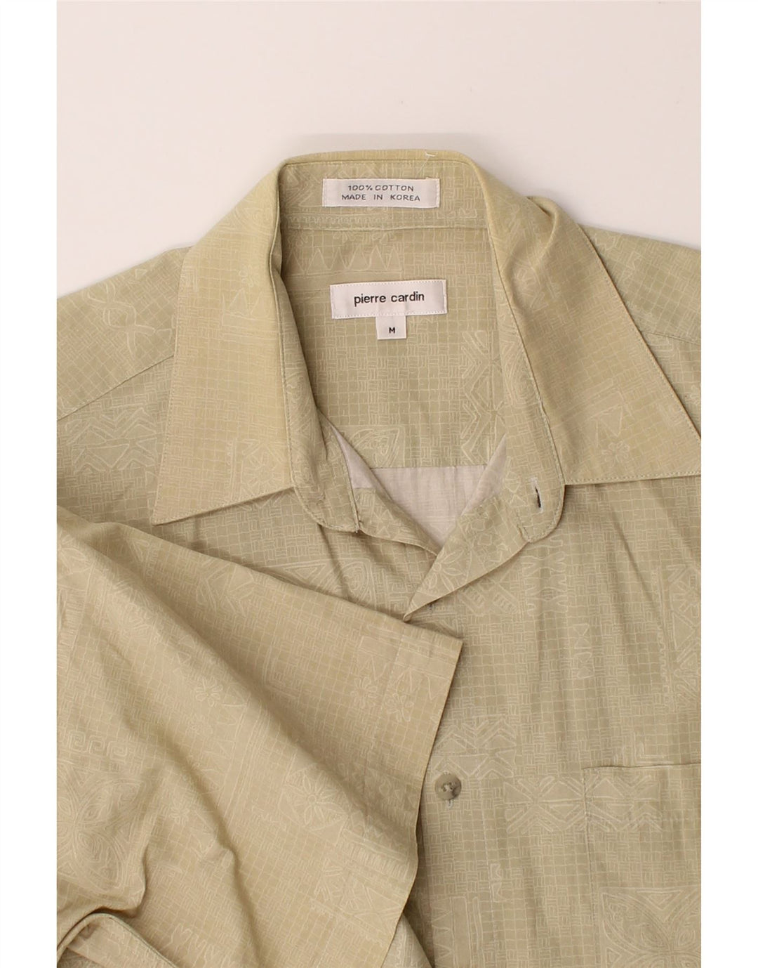 PIERRE CARDIN Mens Short Sleeve Shirt Medium Beige Check Cotton Vintage Pierre Cardin and Second-Hand Pierre Cardin from Messina Hembry 