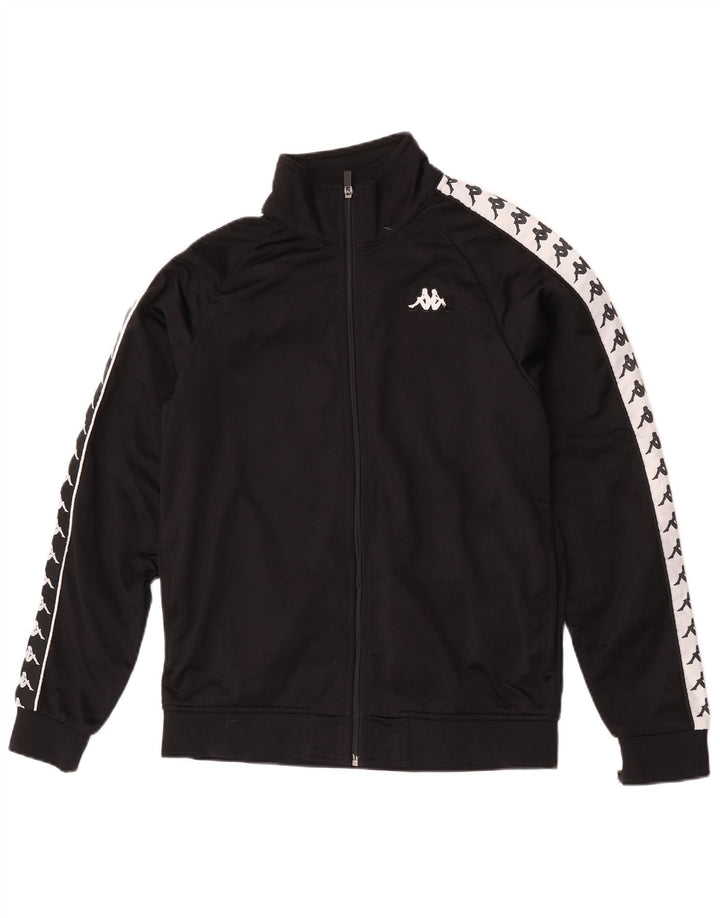 Giacca da ginnastica da uomo con grafica Kappa, grande, in poliestere color block nero