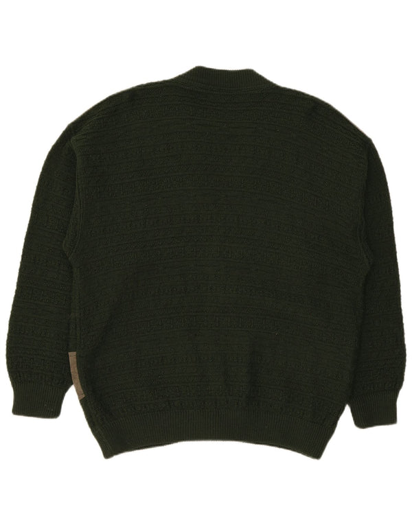 Maglione cardigan da uomo Umberto Scolari grande colore verde in lana colorblock