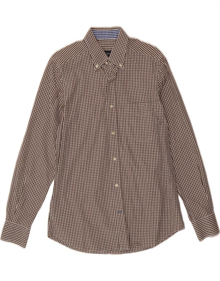 MASSIMO DUTTI Mens Shirt Medium Brown Gingham Cotton Vintage Massimo Dutti and Second-Hand Massimo Dutti from Messina Hembry 