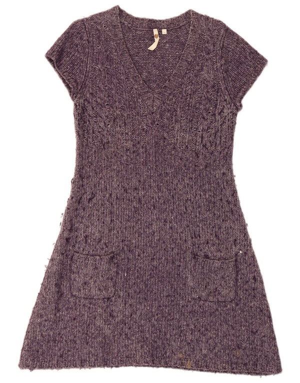 Abito maglione a maniche corte da donna White Stuff UK 14 Viola medio screziato