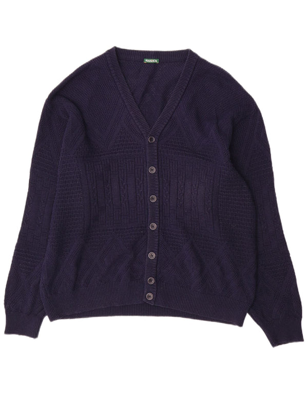 Maglione cardigan da uomo Rasica XL in cotone blu navy