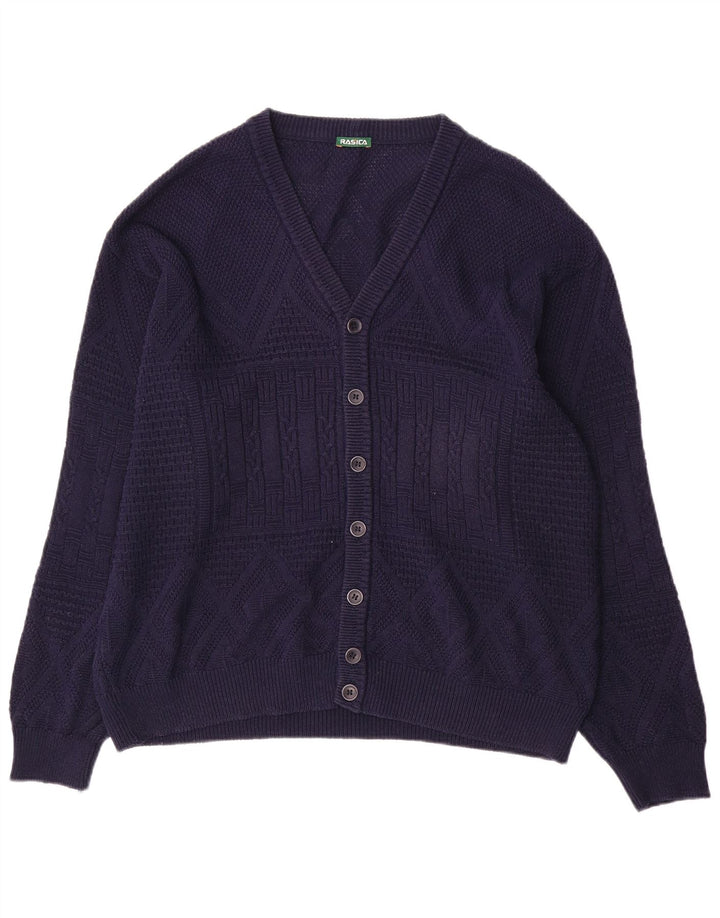 Maglione cardigan da uomo Rasica XL in cotone blu navy