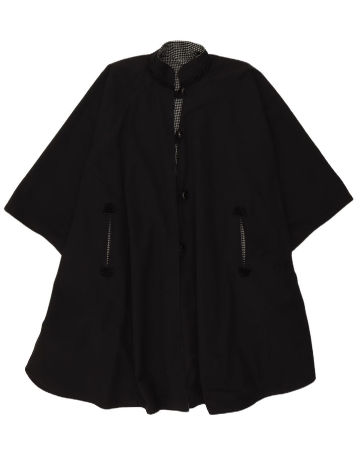 Cappotto vintage da donna a mantella, taglia unica, nero retrò