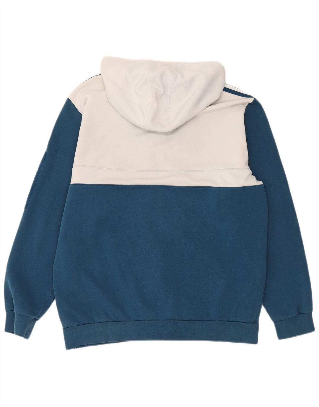 Maglione con cappuccio e zip da uomo Adidas grande in poliestere color block blu