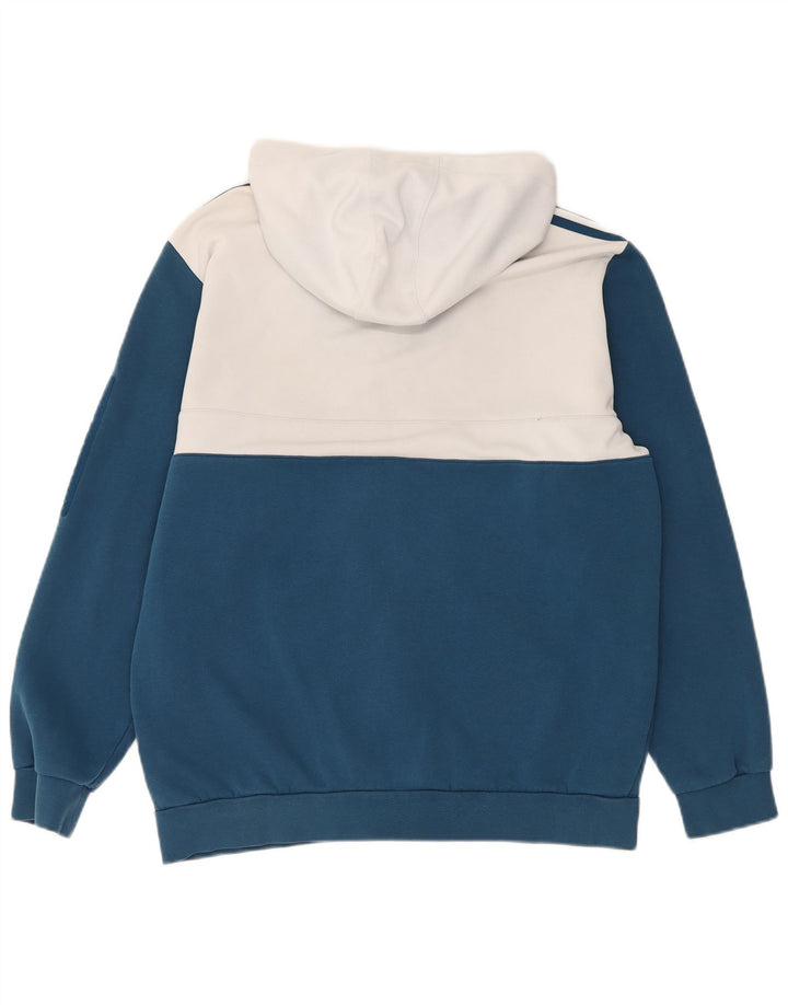 Maglione con cappuccio e zip da uomo Adidas grande in poliestere color block blu