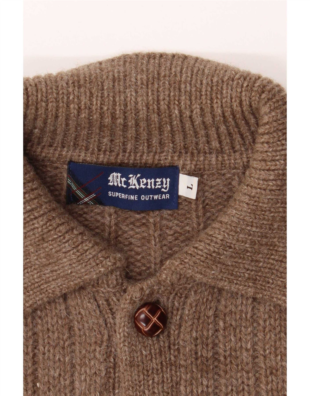 MC Kenzy Maglione cardigan da uomo grande in lana marrone