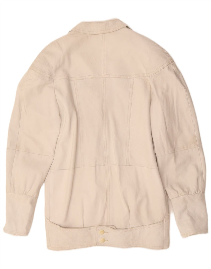 Cappotto in pelle oversize da donna VINTAGE EU 40 Pelle bianca media