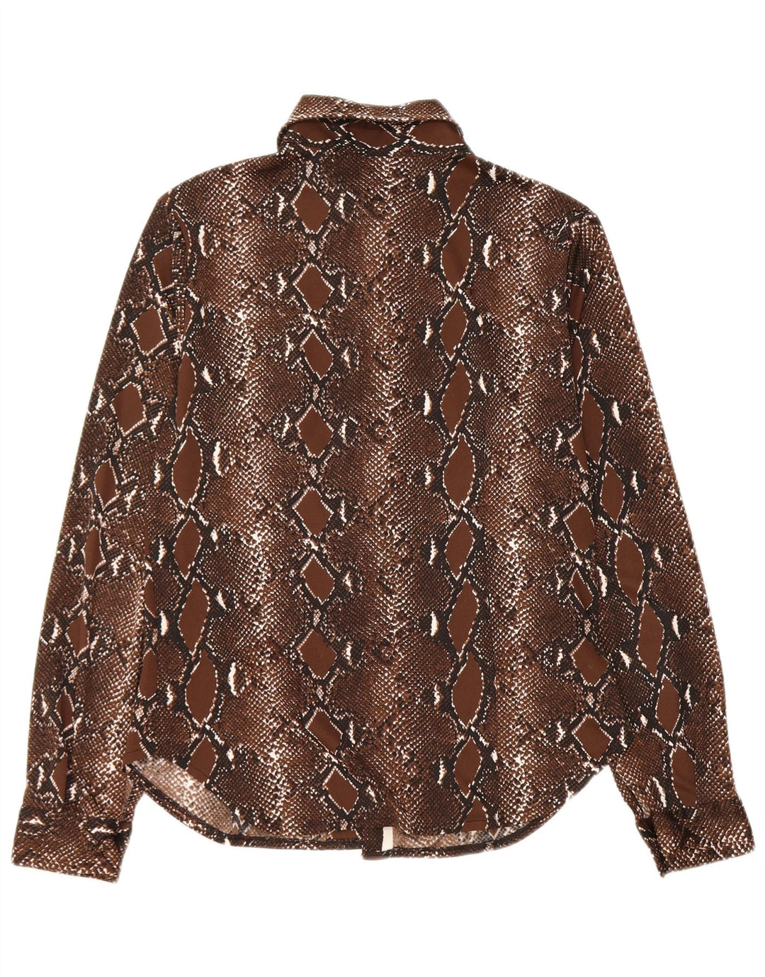 Camicetta da donna vintage UK 12 Poliestere con stampa animalier marrone medio