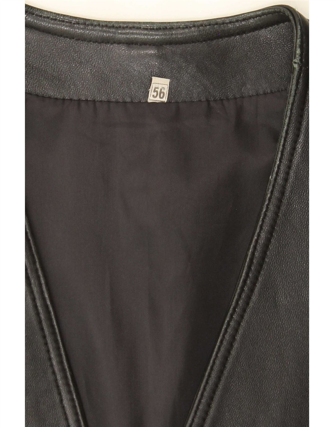 Gilet in pelle vintage da uomo IT 56 3XL Nero