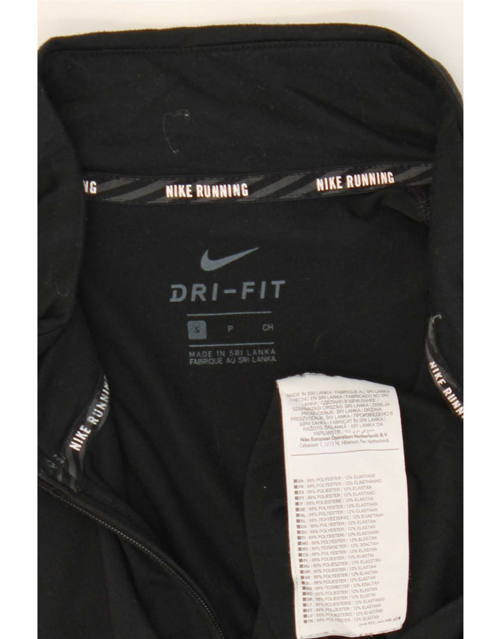 Tuta da ginnastica Nike Dri Fit da uomo con collo e zip, piccola, in poliestere nero