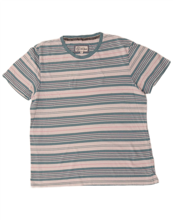 T-shirt da uomo Fat Face Top in cotone a righe blu medio