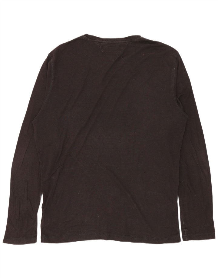 TOMMY HILFIGER Top da uomo manica lunga 2XL cotone nero