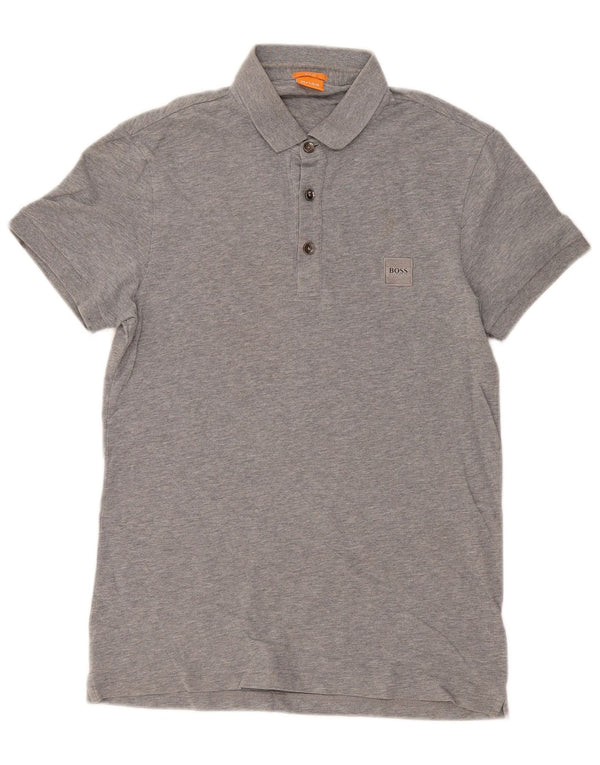 Polo slim fit da uomo Hugo Boss piccola in cotone grigio