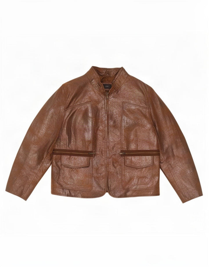 Giacca in pelle da donna BVS EU 43 grande marrone