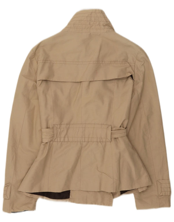Zara Womens Short Trench Coat UK 14 Large Beige Cotton