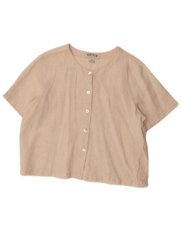 Camicia oversize a maniche corte da donna Orvis UK 18 XL Lino beige