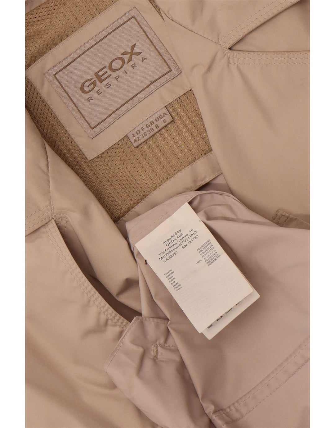 Trench doppiopetto Geox Respira da donna UK 8 piccolo poliestere beige