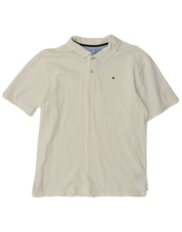 Polo Tommy Hilfiger per ragazzi 12-13 anni Large in cotone bianco