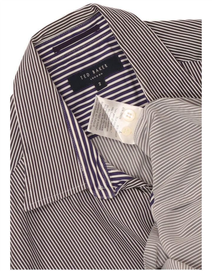 Camicia da uomo Ted Baker taglia 2 piccola in cotone a righe blu navy