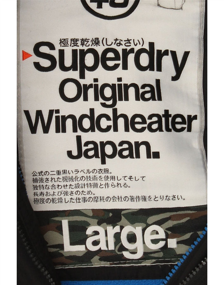 Giacca a vento da uomo con cappuccio SUPERDRY UK 40 grande nera