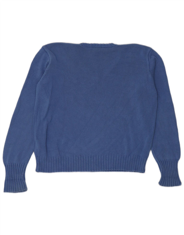 Maglione maglione oversize con scollo a V corto da donna Ralph Lauren UK 14 Blu medio