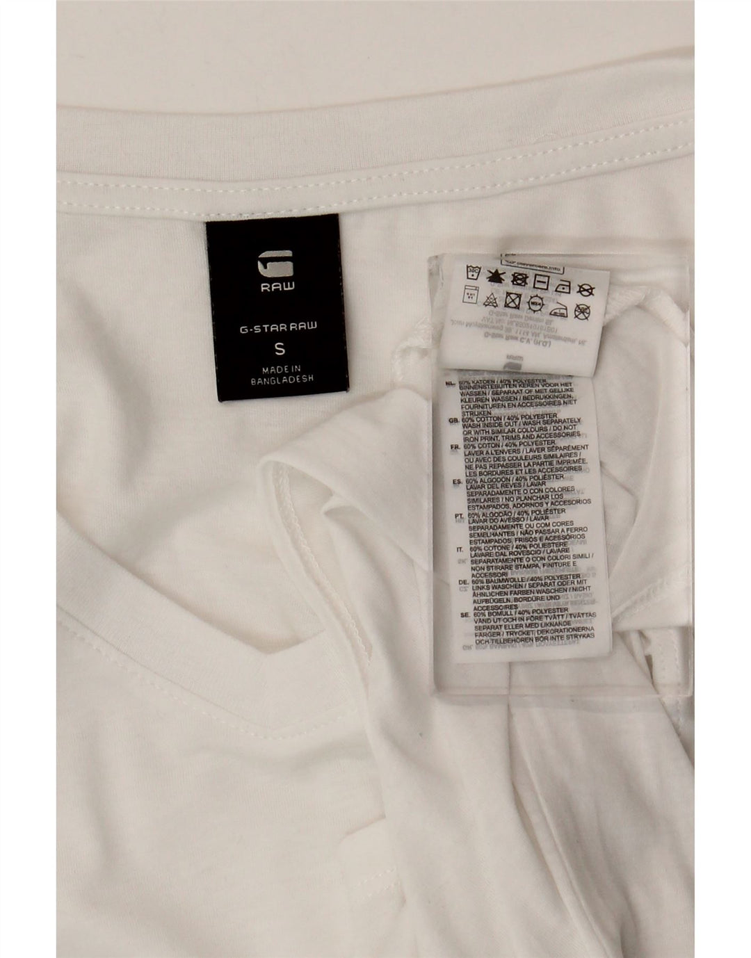 Top da donna G-Star manica lunga UK 10 piccolo cotone bianco