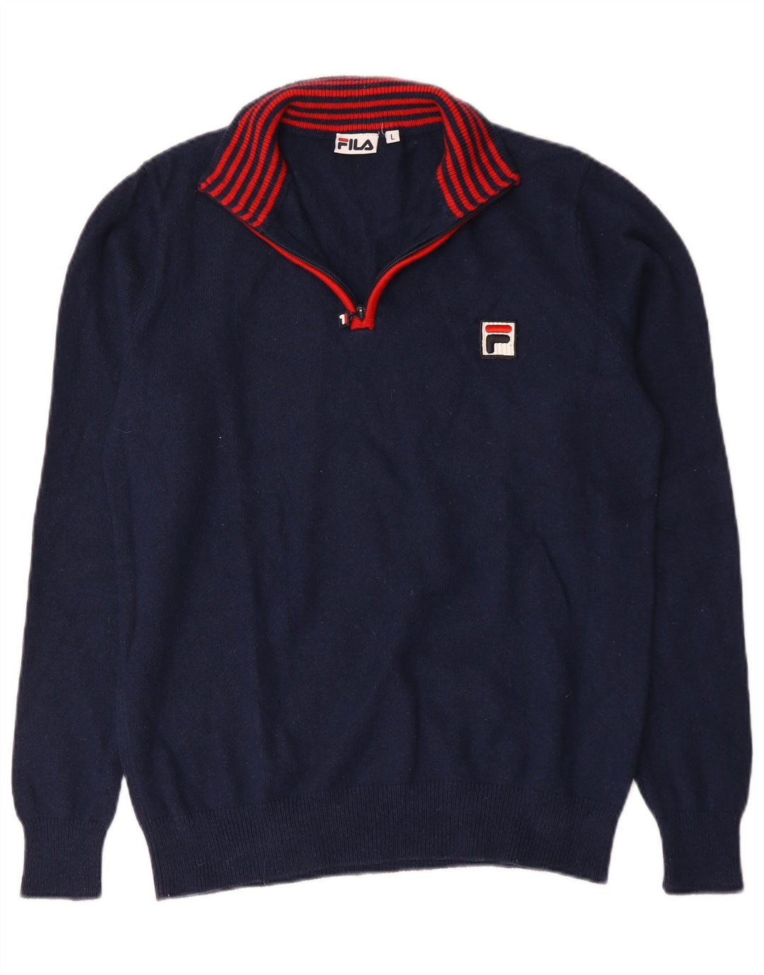 Maglione Fila da uomo con zip e collo, grande, in nylon blu navy