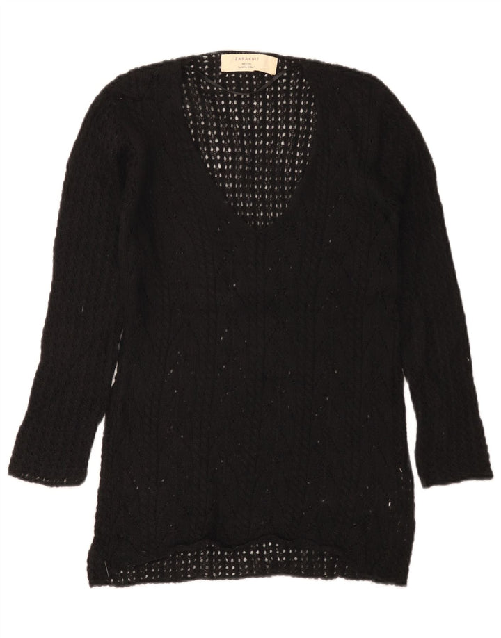 Maglione Zara da donna con scollo a V UK 12 medio nero acrilico