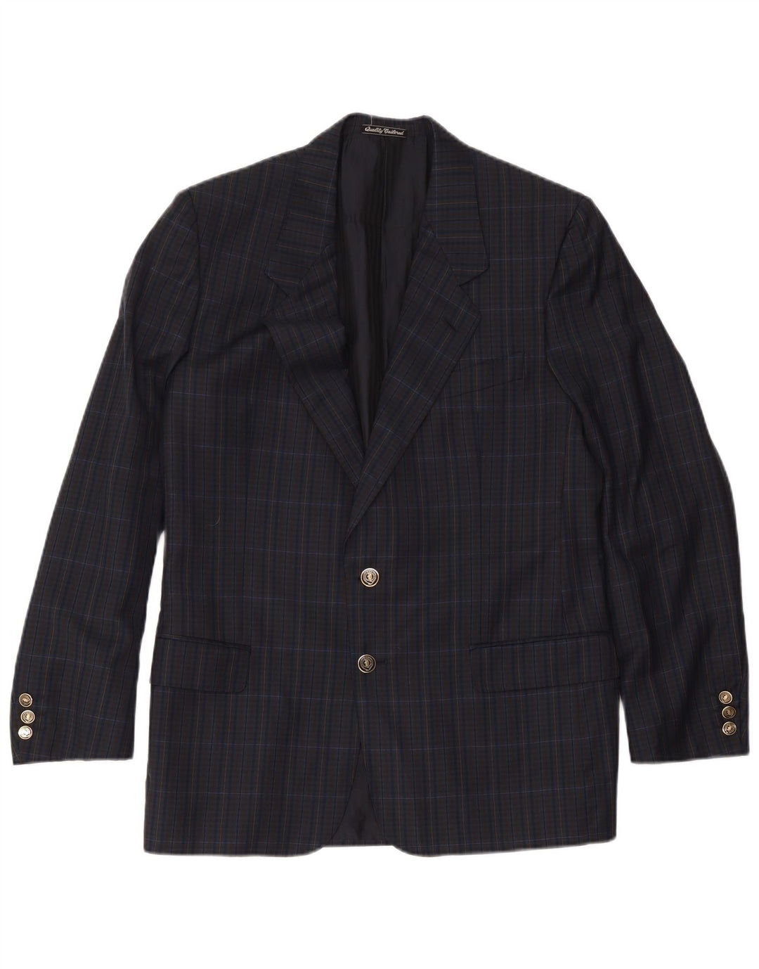 Giacca blazer da uomo a 2 bottoni Sidi UK 38 medio blu navy a quadri