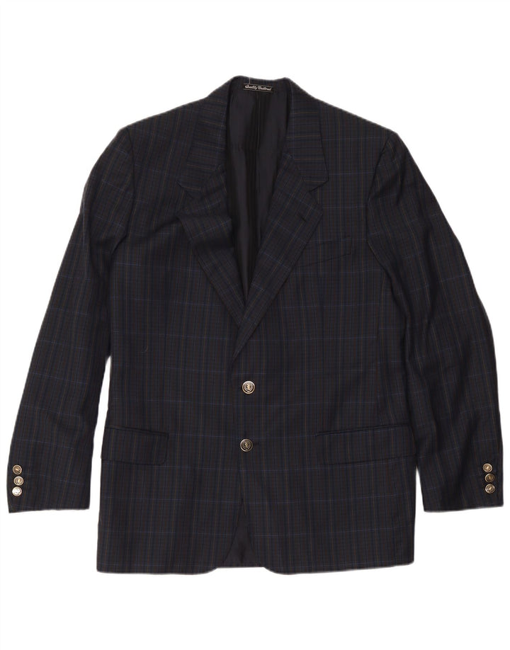 Giacca blazer da uomo a 2 bottoni Sidi UK 38 medio blu navy a quadri
