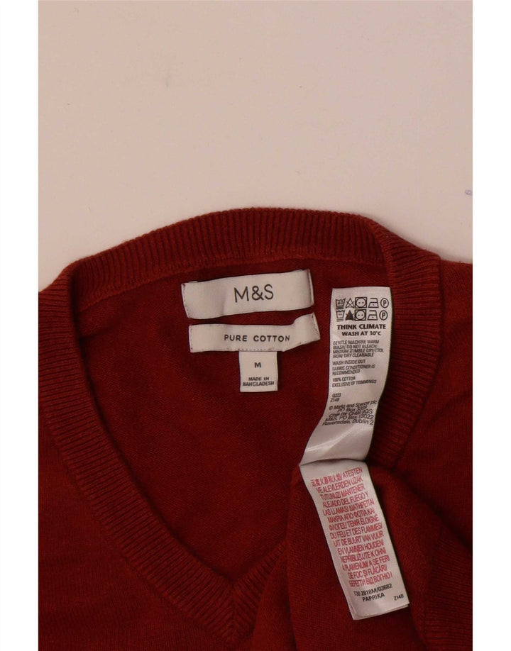 Maglione da uomo con scollo a V Marks & Spencer in cotone rosso medio