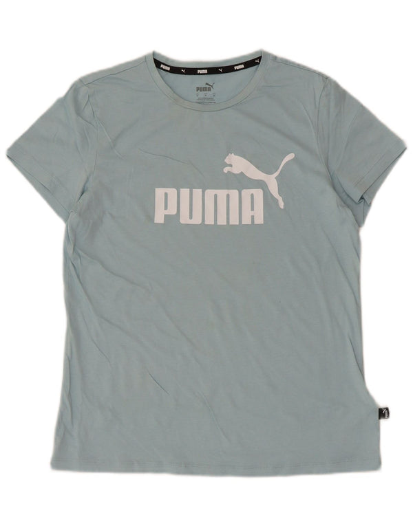 T-shirt grafica da donna Puma Top UK 12 cotone blu medio
