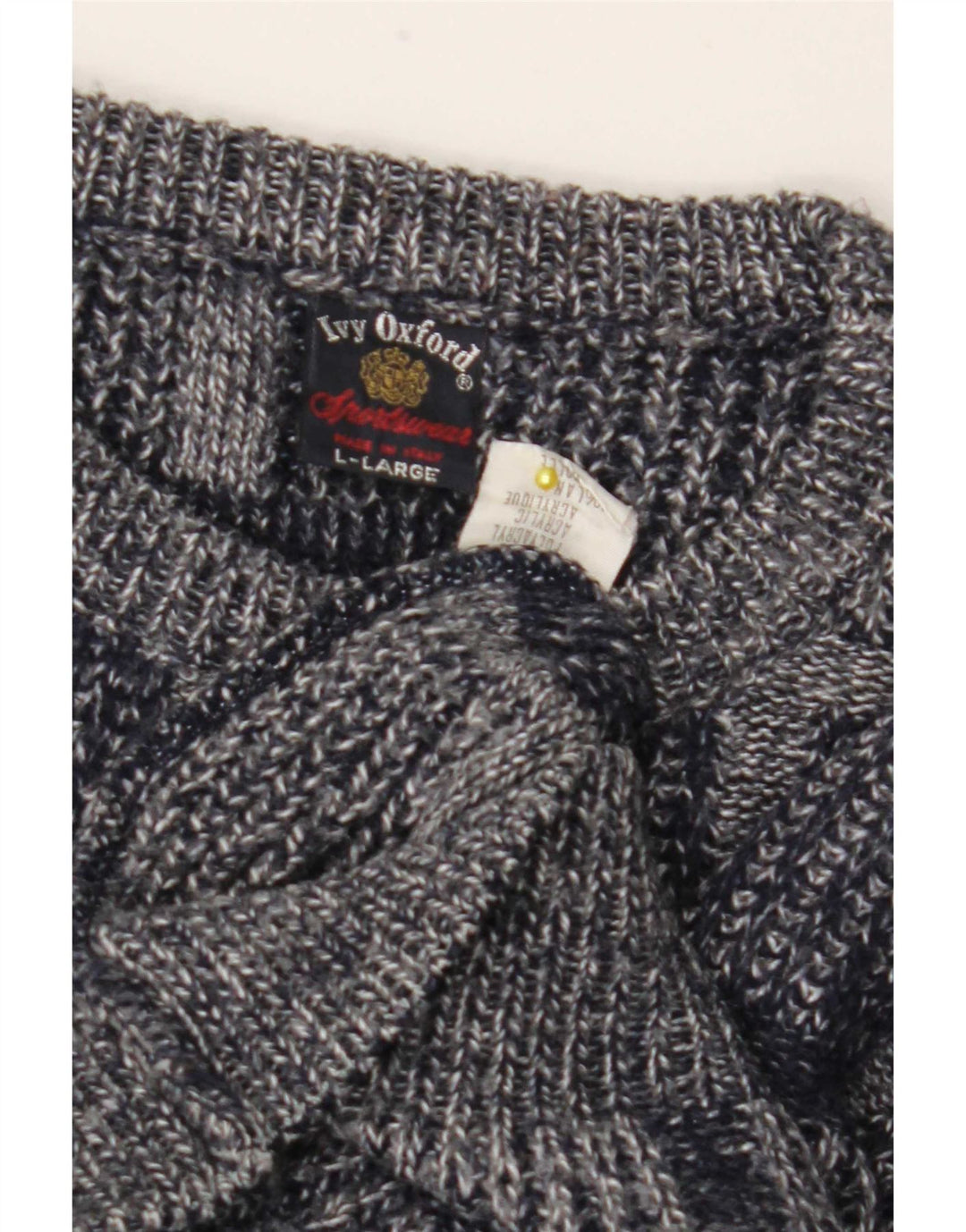 Maglione girocollo da uomo Ivy Oxford, maglione grande, acrilico a quadri grigi
