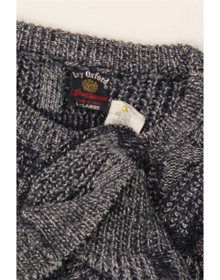 Maglione girocollo da uomo Ivy Oxford, maglione grande, acrilico a quadri grigi