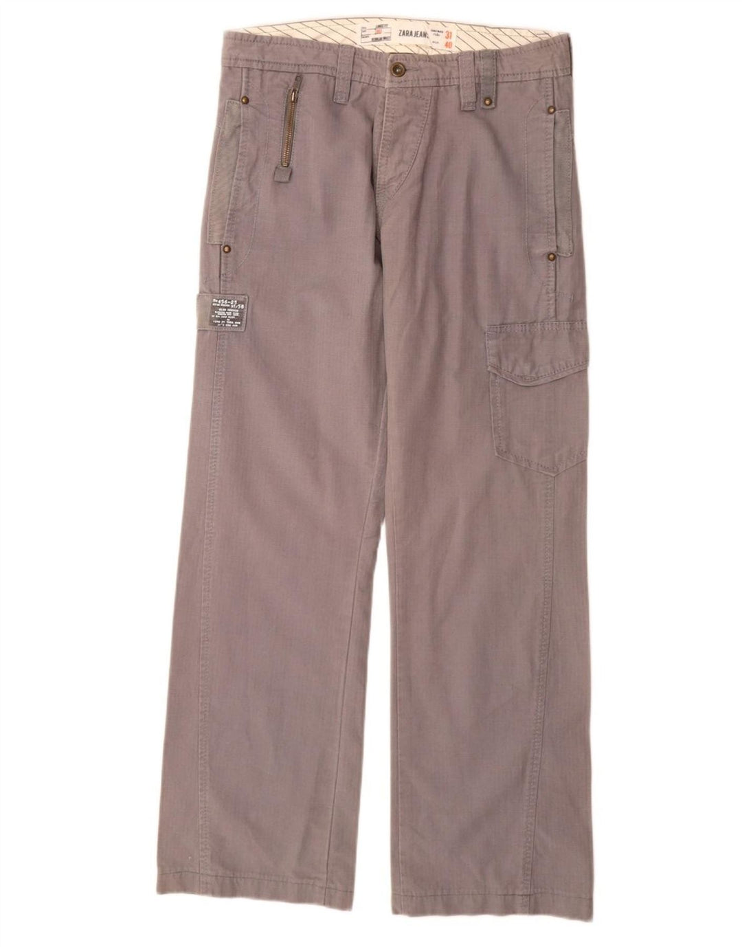 Pantaloni cargo dritti da uomo Zara EU 40 medi W31 L31 grigi