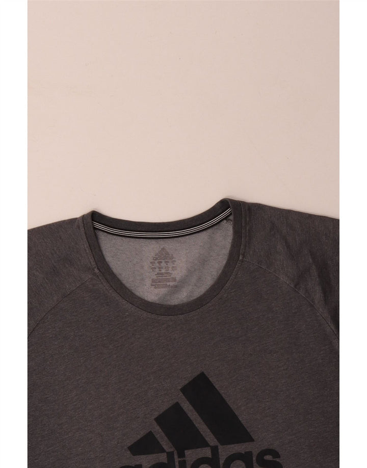 T-shirt grafica ADIDAS da uomo Climalite Top XL poliestere grigio