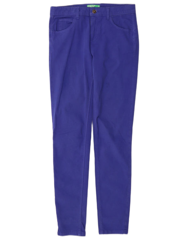 Pantaloni casual slim da donna Benetton W27 L30 cotone blu