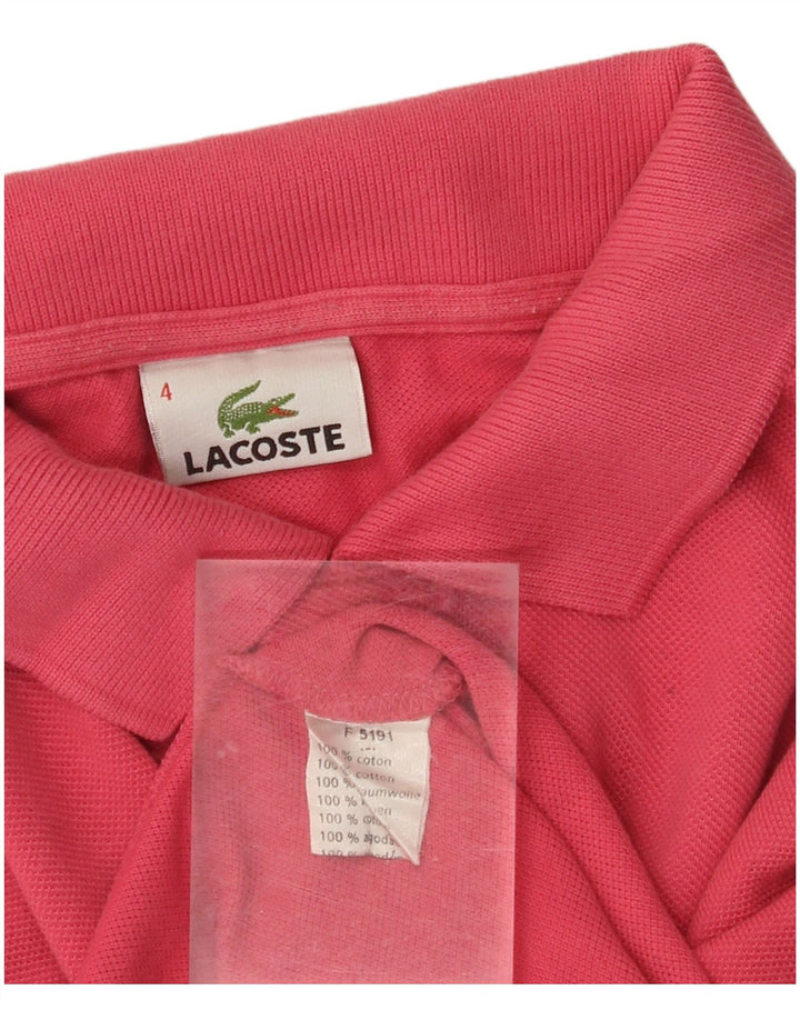 LACOSTE Mens Polo Shirt Size 4 Medium Pink Cotton