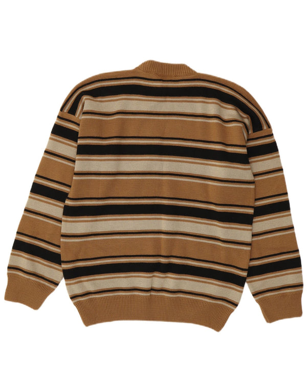 Maglione vintage da uomo girocollo IT 54 XL a righe marroni