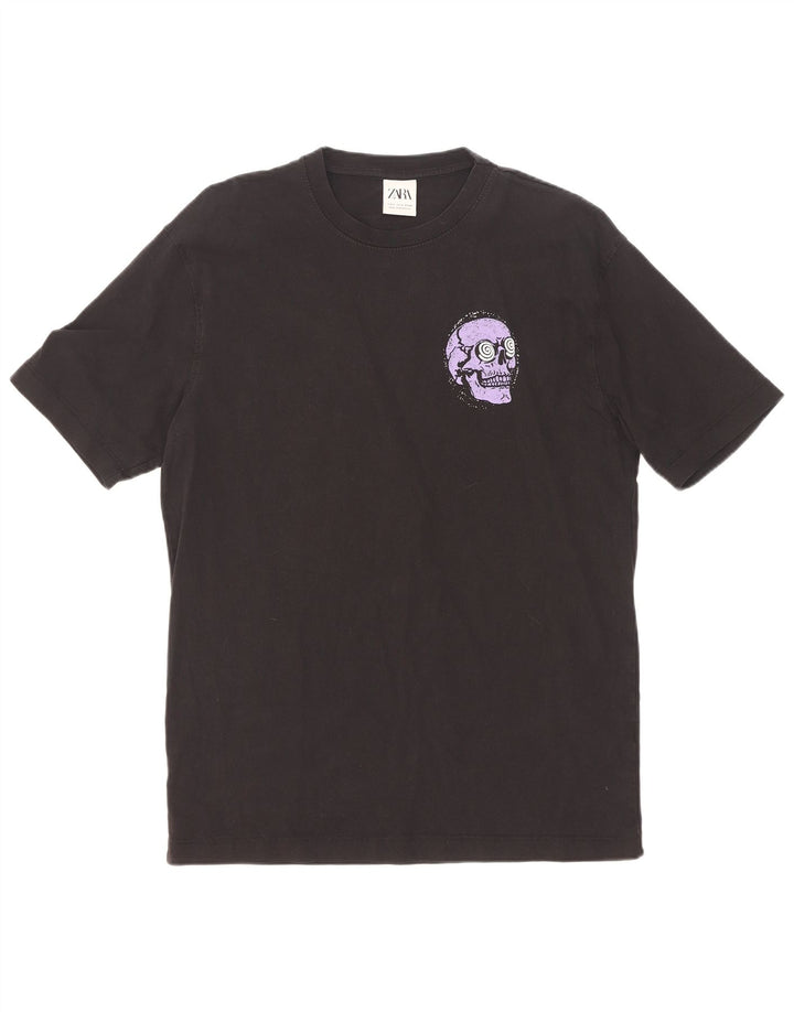 T-shirt grafica da uomo Zara Top Small in cotone nero