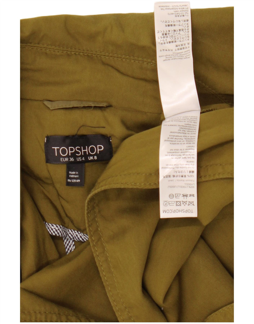 Topshop Trench oversize da donna UK 8 Small Khaki Lyocell